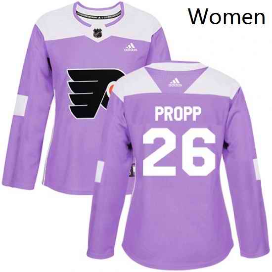 Womens Adidas Philadelphia Flyers 26 Brian Propp Authentic Purple Fights Cancer Practice NHL Jersey